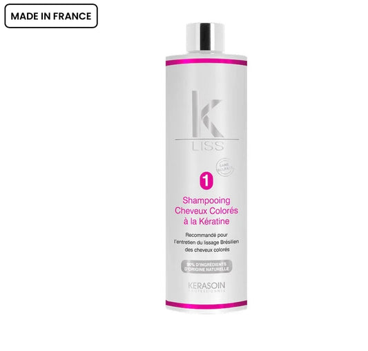 Shampooing lissant cheveux colorés et tout type de cheveux  à la kératine K-Liss 400ml